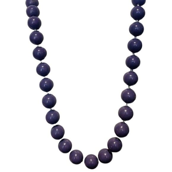 Vintage Periwinkle Purple Double Knot Single strand Classic Necklace 44” Heavy - Picture 9 of 11
